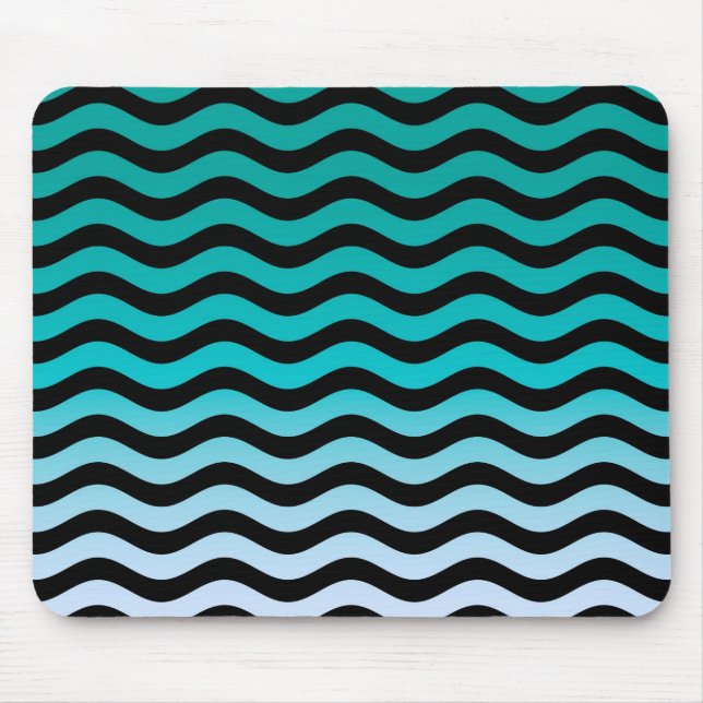 Mousepad Wavy Turquoise Stripes Pattern (Frente)