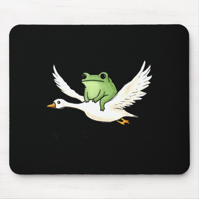 Mousepad We Ride At Dawn Funny Frog Riding Goose Chaotic An (Frente)