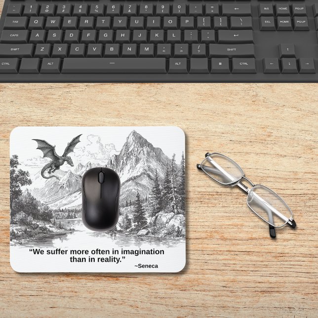 Mousepad "We Suffer More in Imagination" – Stoic Quote (Seneca Stoic Quote Mousepad)