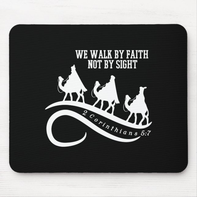 Mousepad We Walk By Faith Not By Sight Christian Christmas  (Frente)