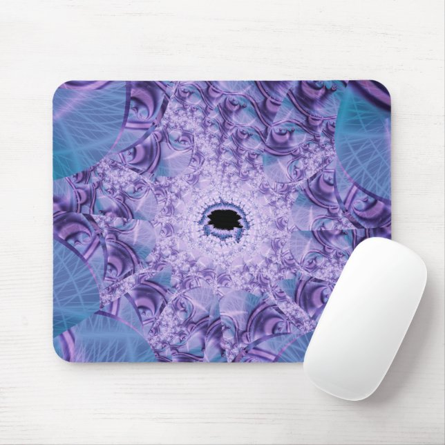 Mousepad Web | Arte Fractal Roxa e Azul (Com mouse)
