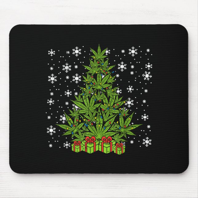 Mousepad Weed Christmas Tree Funny Xmas T Men Women  (Frente)