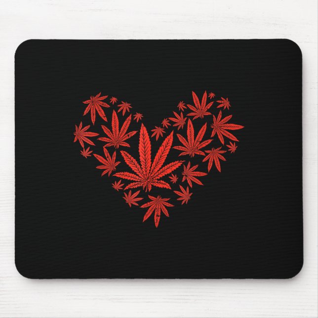 Mousepad Weed Heart Funny Valentines Day Pot Stoner Gift  (Frente)
