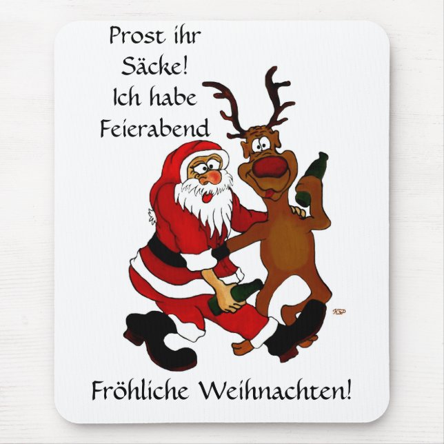 Mousepad Weihnachtsmann mit Elch (Frente)