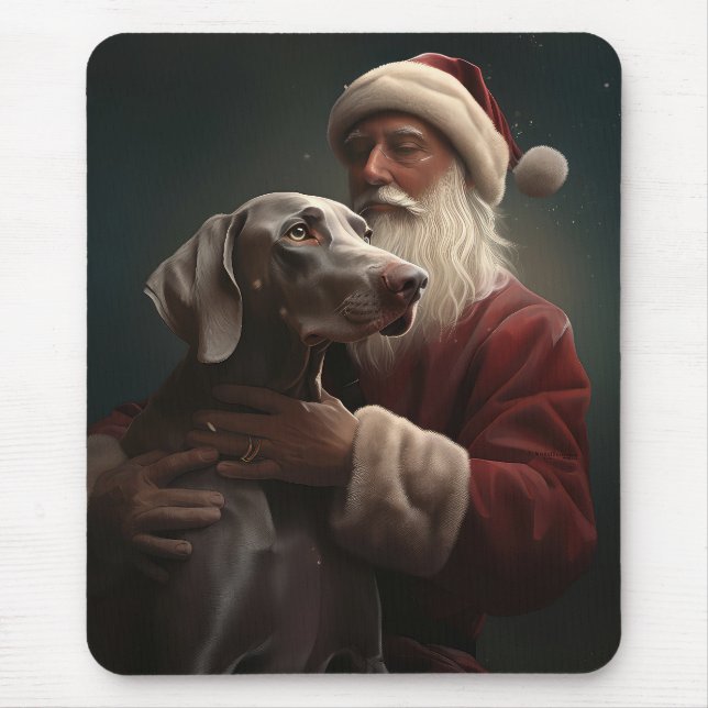 Mousepad Weimaraner com Papai Noel Natal Festivo (Frente)