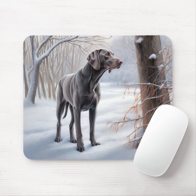 Mousepad Weimaraner Deixe-o nevar no Natal (Com mouse)