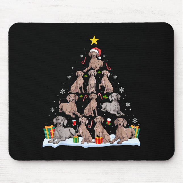 Mousepad Weimaraner Dog Christmas Tree Xmas Pet Dogs Lover  (Frente)