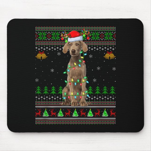 Mousepad Weimaraner Dog Ugly Christmas Sweaters Holiday San (Frente)