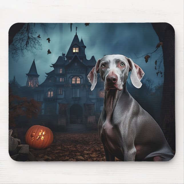 Mousepad Weimaraner Halloween Scary (Frente)