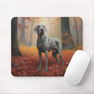 Mousepad Weimaraner no Outono Folhas Caídas Inspiram