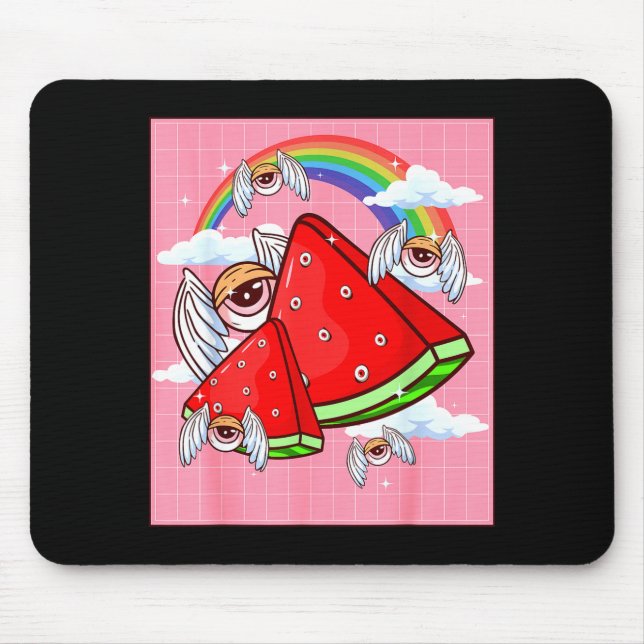 Mousepad Weirore Aesthetic Kawaii Watermelon Eyes Winged Ey (Frente)