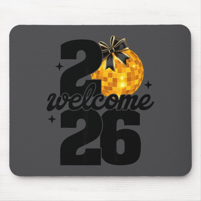 Mousepad Welcome 2026 Happy New Year Disco Ball And Coquett (Frente)