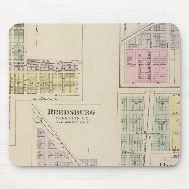 Mousepad Wellsville, Emmerson, Reedsburg, Princeton, Kansas (Frente)