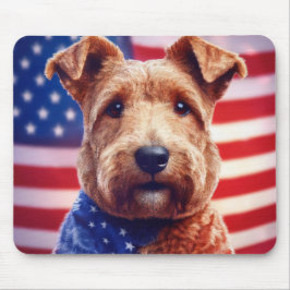 Mousepad Welsh Terrier Com Bandeira Americana E Bandana