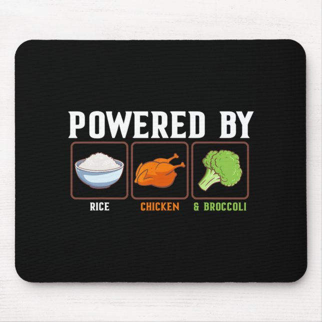 Mousepad Wered By Rice Chicken And Broccoli Funny New Year  (Frente)