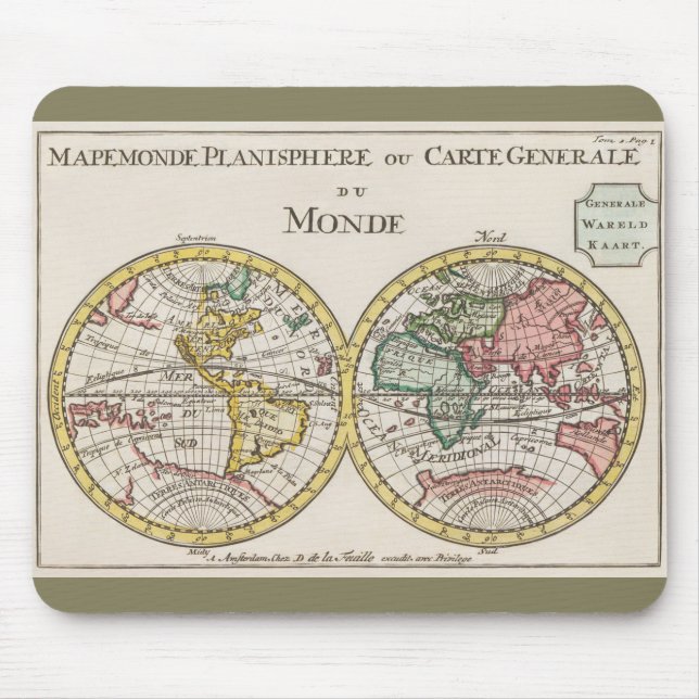 Mousepad Wereldkaart Mapemonde Daniel de Lafeuilledelete (Frente)