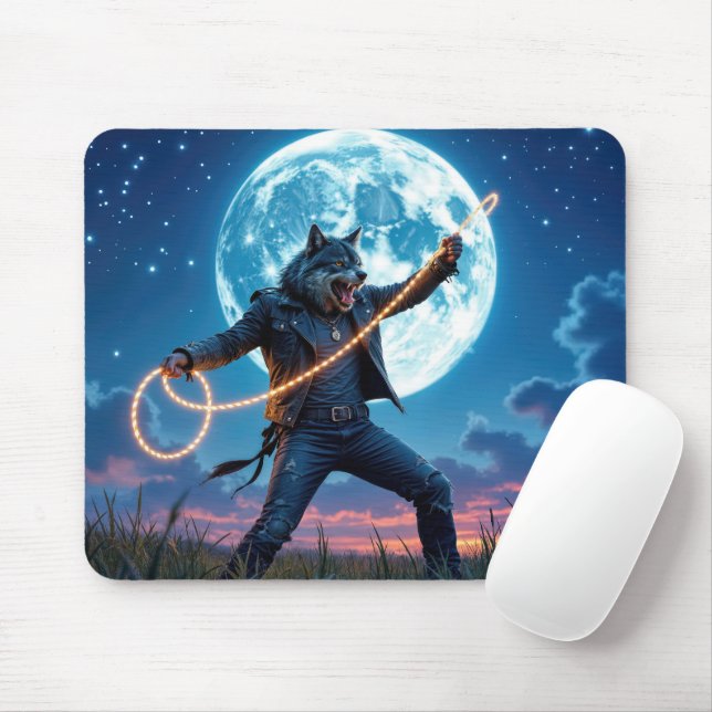 Mousepad Werewolf Lassoing the Moon (Com mouse)