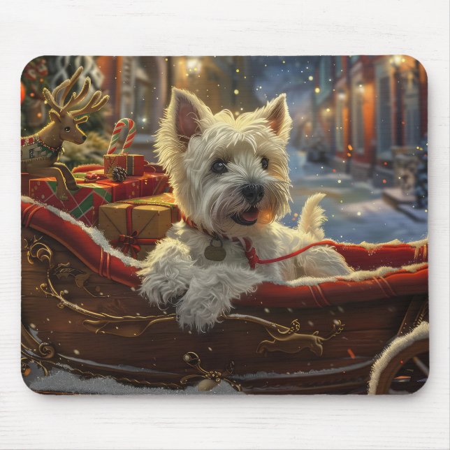 Mousepad West Highland White Terrier Cão Natal Festivo (Frente)