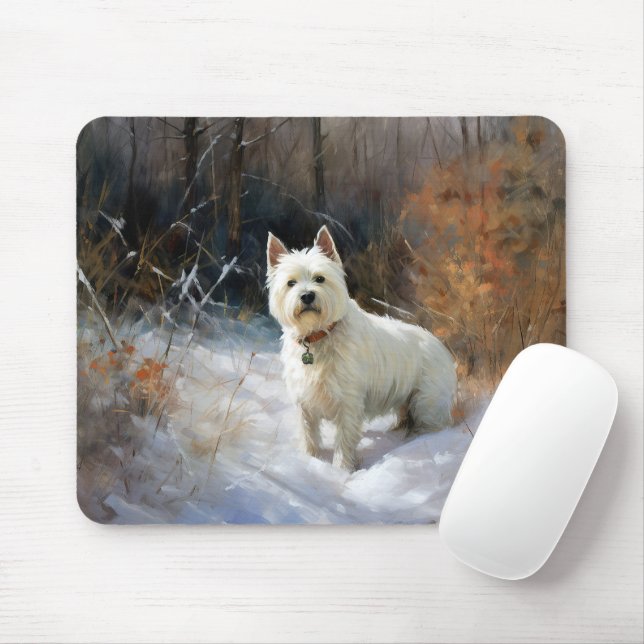 Mousepad West Highland White Terrier Deixe-o nevar no Natal (Com mouse)