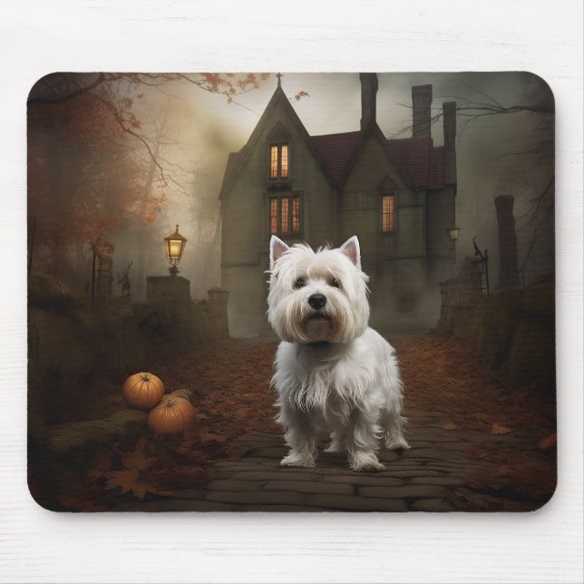 Mousepad West Highland White Terrier Halloween Scareen (Frente)