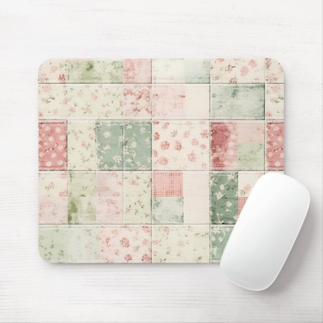 Mousepad Western Farm Mint Pink Floral Quilt Patterns (Com mouse)