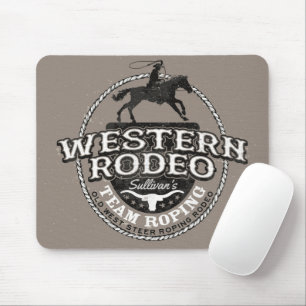 Mousepad Western Rodeo ADD NAME Old West Steer Roping Roper