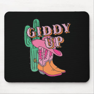 Mousepad Western Texas Giddy Up Cowboy Boots Cactus