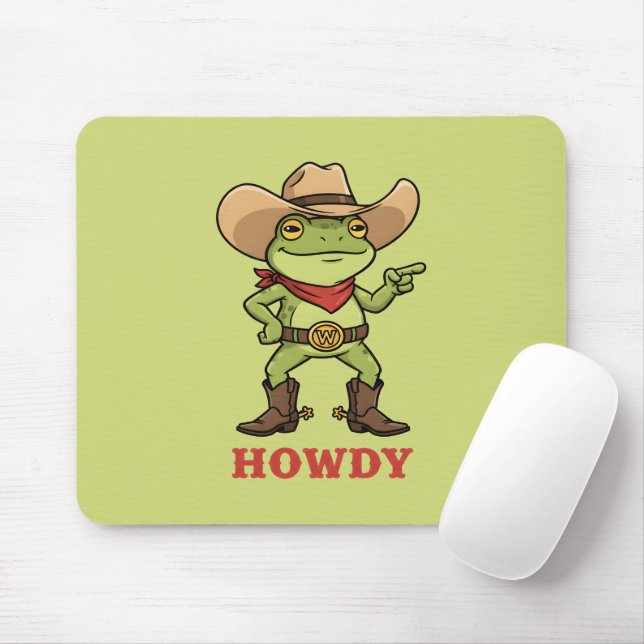 Mousepad Western Yeehaw Frog Howdy Frog Funny Cowboy Meme (Com mouse)