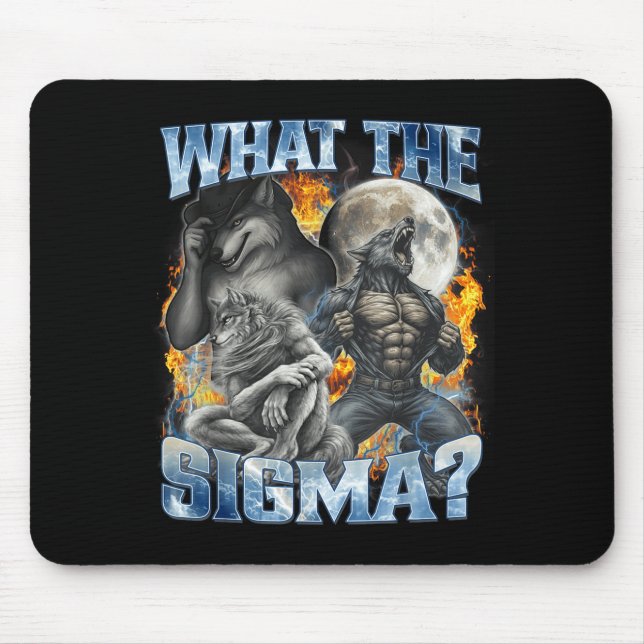 Mousepad What The Sigma Cool Funny Alpha Wolf Werewolf Boot (Frente)