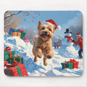 Mousepad Wheaten Terrier Correndo na Neve com Chapéu de Nat