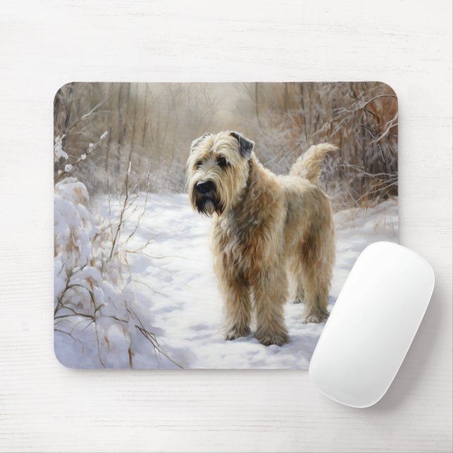 Mousepad Wheaten Terrier Deixe-o nevar no Natal (Com mouse)