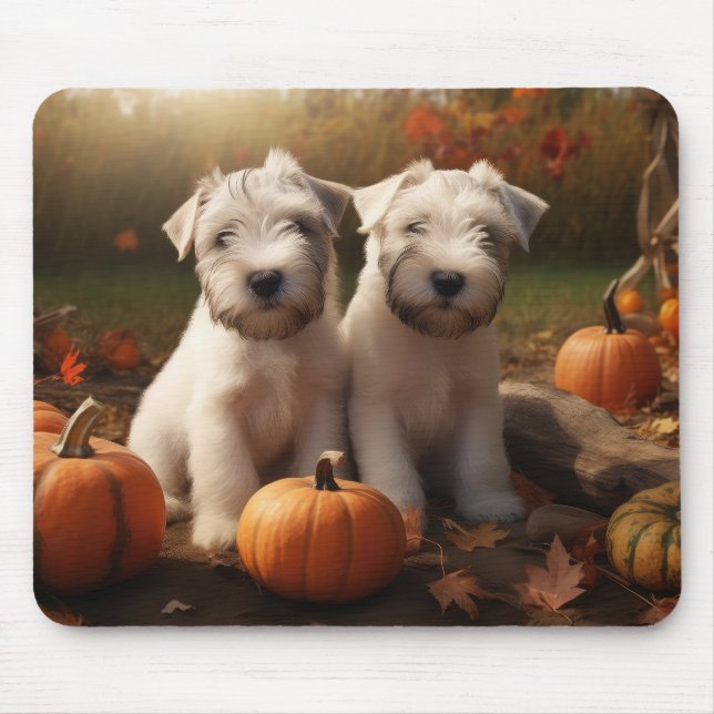 Mousepad Wheaten Terrier Puppy Autumn Delight Pumpkin (Frente)
