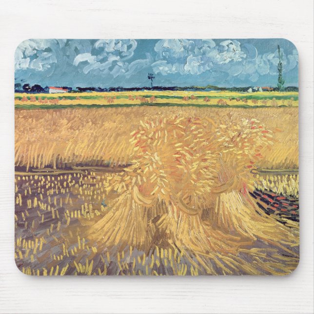 Mousepad Wheatfield com polias, 1888 de Vincent van Gogh | (Frente)