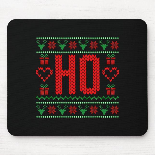 Mousepad Where My Ho's At Ugly Christmas Sweater Couples Ma (Frente)