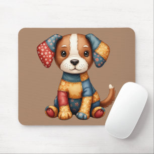 Mousepad Whimsic Patchwork Puppy Folk Art Cottagecore