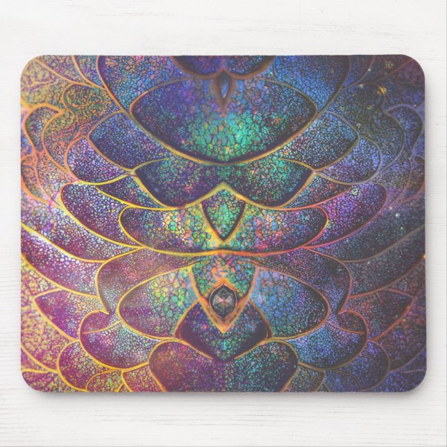 Mousepad Whimsical Abstract Dragon Scales Cool Fractal Art (Frente)