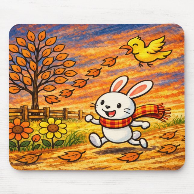 Mousepad Whimsical Autumn Bunny (Frente)