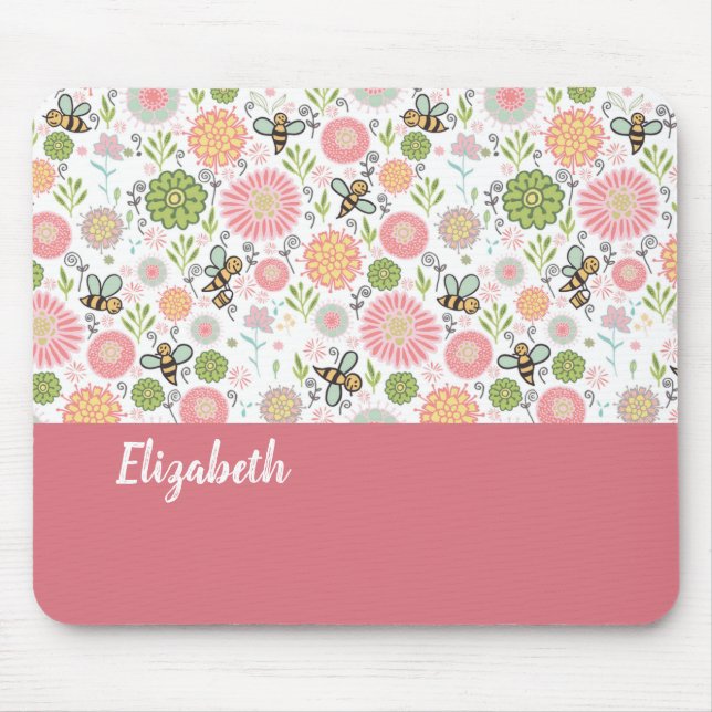 Mousepad Whimsical Bumblebee Floral (Frente)