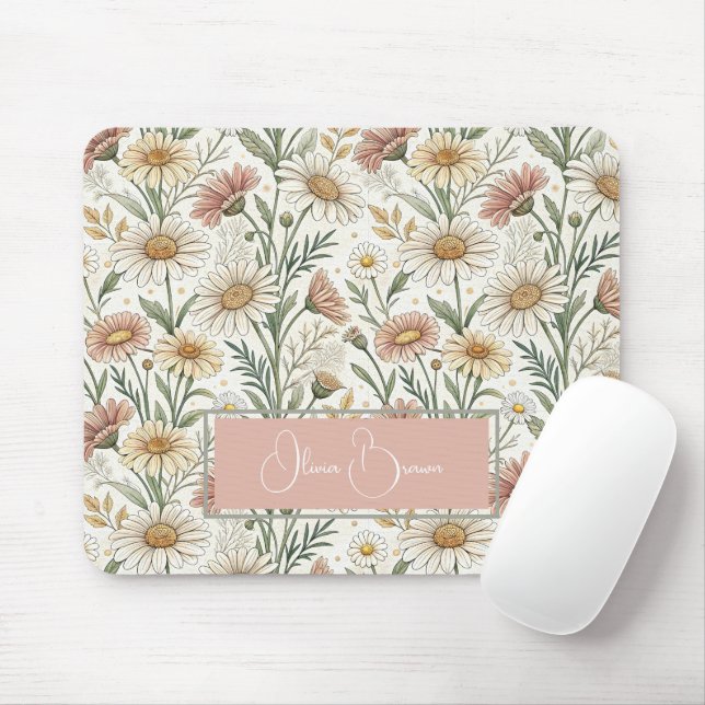Mousepad Whimsical Daisy Garden Aesthetic Custom (Com mouse)