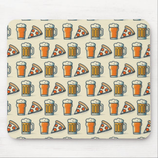 Mousepad Whimsical Pizza and Beer Pattern
