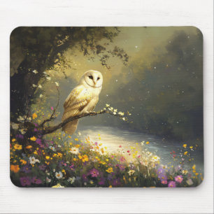Mousepad Whimsical Snowy White Owl - Arte selvagem