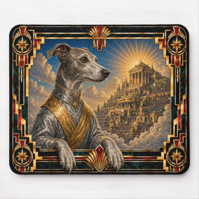 Mousepad Whippet, Cão Art Déco (Frente)