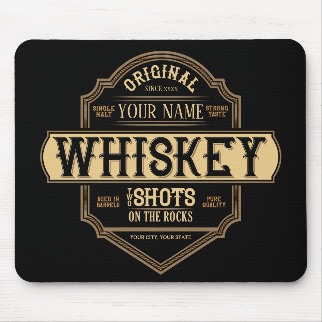 Mousepad Whiskey personalizado no Bar do rótulo do líquido  (Frente)