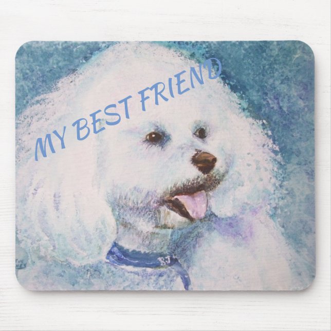 MOUSEPAD WHITE BICHON FRISE (Frente)