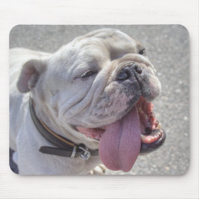 Mousepad White Buldog Feliz (Frente)