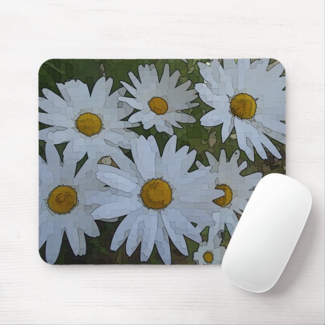 Mousepad White Daisies Abstrato (Com mouse)