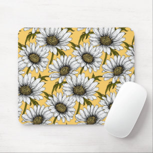 Mousepad White daisies, wild flowers on yellow
