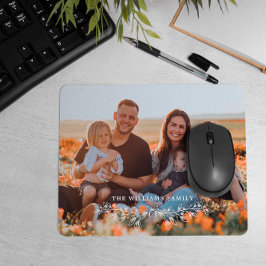 Mousepad White Half Wreath Overlay Family Photo