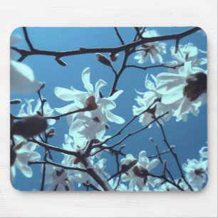 Mousepad White Magnolia Bloom Blue Sky