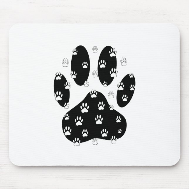 Mousepad White Paws Na Impressão Da Pata Preta (Frente)